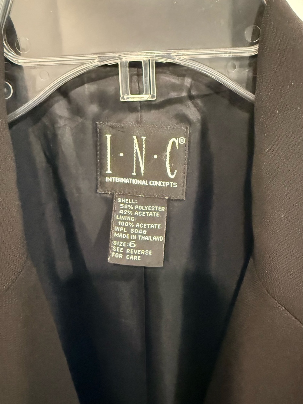 INC International Concepts Black Blazer Jacket